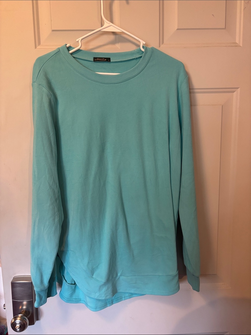Women’s Light Teal Crewneck Long-Sleeve Shirt